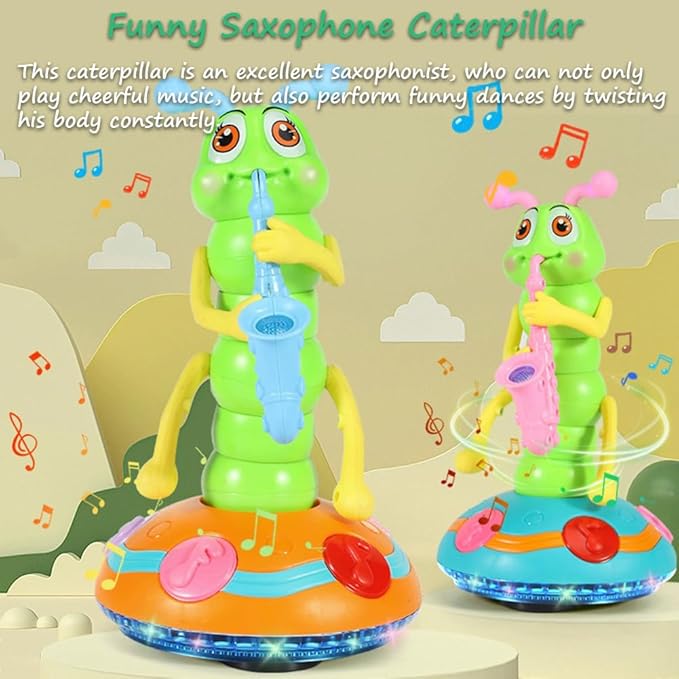 Miracland Dancing Caterpillar Saxophone Musical Toy with Music and Lights for Boys and Girls