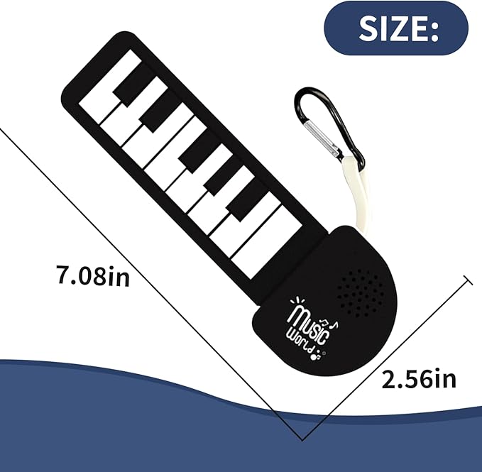 Mini Roll up Silicone Musical instuments Real Playable Keychain Toy Set Thumb On-Off Music Fidget Toy Guita Piano Jazz Drum Mini Stuff for Adults Kid Music Lover
