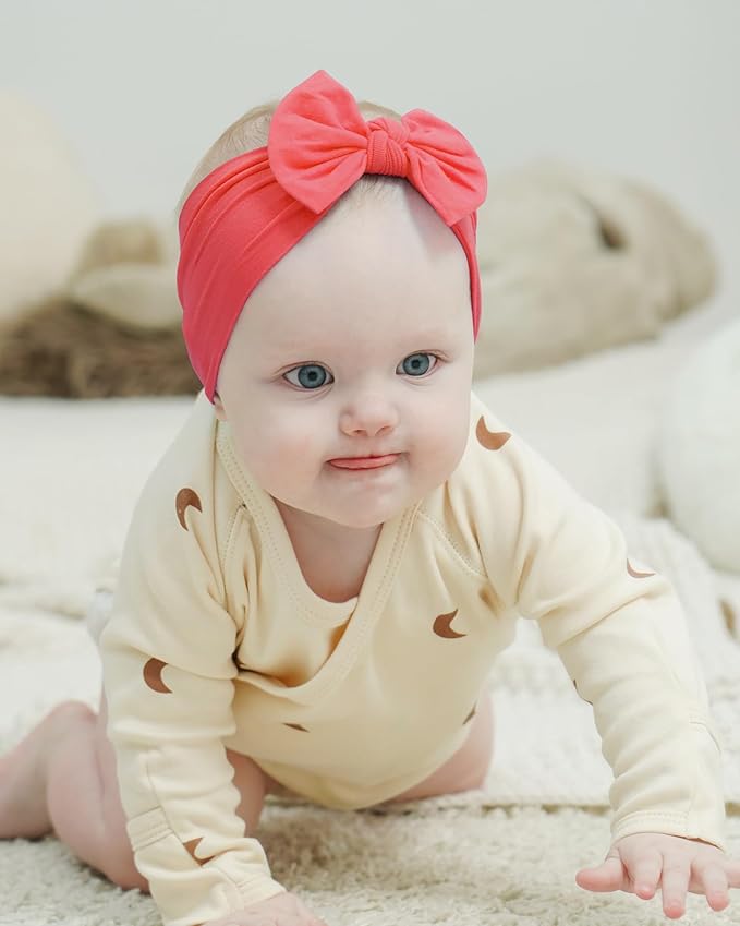 jollybows 20pcs Baby Girls Nylon Headbands Turban Hair Bows Hair Band Elastic Hair Accessories for Kids Toddlers Infants Newborn