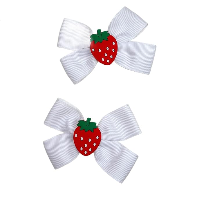 Strawberry Snap Clips Baby Girls Fruit Hair Bow Clips Strawberry Hair Ring Tie BBW24 (Set-I)
