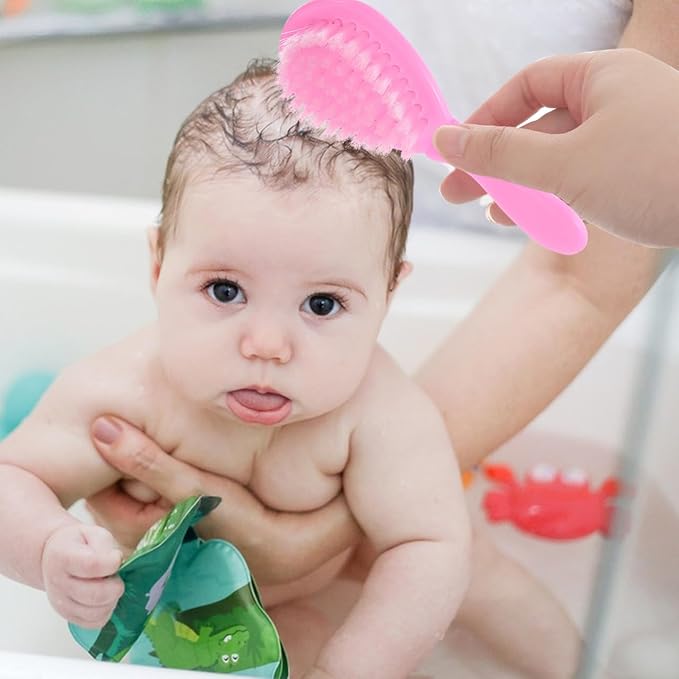 Brush and Comb Set for Boy Girl Anti-Static Massage Comb for Gentle Hair Care Pink Color Promotes Blood Circulation and Brain Development for Newborns and Toddlers