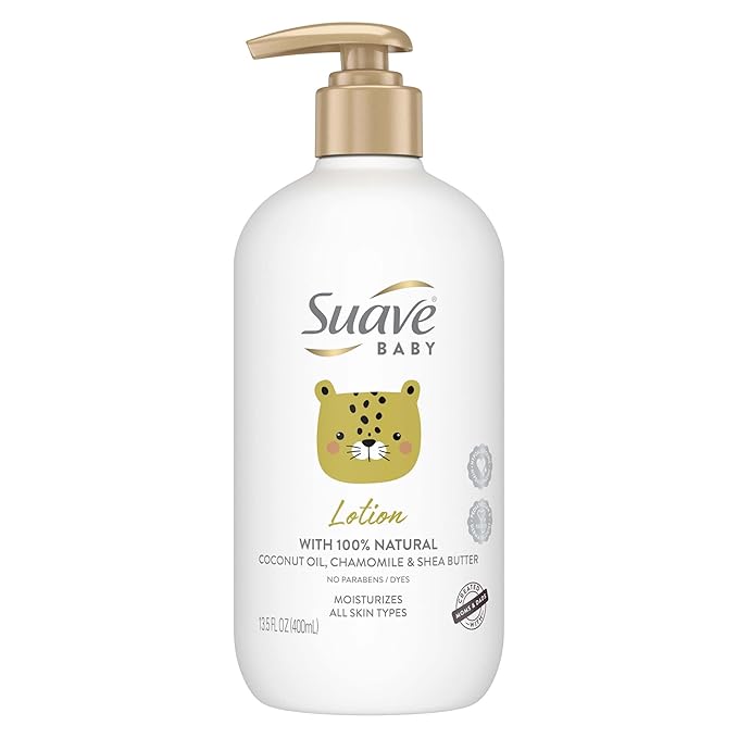 Suave Baby Baby Lotion for All Skin Types, with 100% Natural Coconut Oil, Chamomile & Shea Butter with No Parabens, Dyes 13.5 OZ