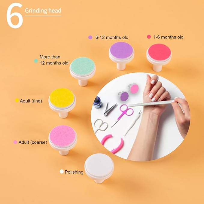 Nail Trimmer Pad,6pcs Baby Nail Trimmer Replacement Pads Professional Electric Nail File Grinding Heads Accessory Electric Nail File Grinding Head