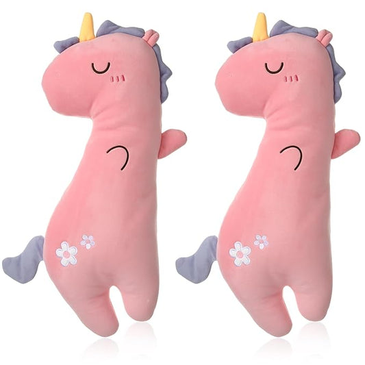 Lenwen 2 Pcs Seat Belt Pillow for Kids Cover for Boys Girls Seatbelt Cushion Pillow for Toddler Car Strap Covers for Travel Sleep Neck Head Support Pad(Pink,Unicorn)