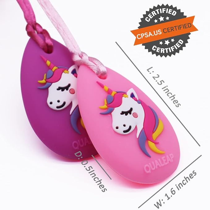 Xtra Tough Chew Necklace for Kids Girls (Exclusive) - Chewing Necklace Teething Necklace Teether Necklace Chew Toys Teething Toys - Designed for Chewing, Autism Sensory Teether Toy (2 Pack)