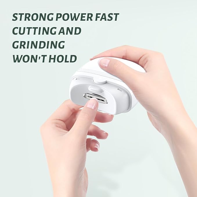Electric Nail Clipper, Automatic Electric Baby Nail Clippers, Adjustable 2 Speed Levels Nail Clippers, Protable Electric Nail Trimmer with Light & Silent for Seniors Kids Children Adults (A-White)