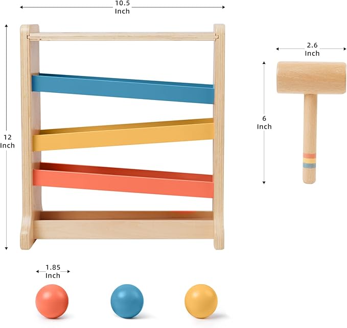 Twefex Montessori Ball Tracker, Award Winning Durable Pound A Ball Drop Toy, Early Developmental Montessori Toys, Wooden Toys for Toddlers 1-3 Year Old - Great Birthday Gift