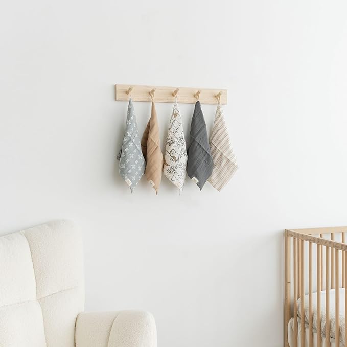 Crane Baby Wash Cloth Set, 100% Cotton, Set of 5, Woodland Animal Theme, Muslin Washcloths for Newborn, Baby Registry Gift