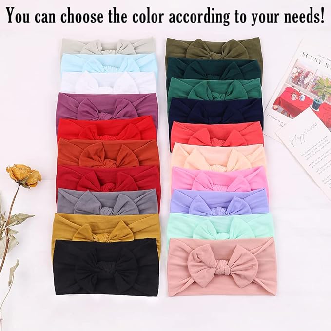 AKOAK 1 Pack Solid Color Skin-friendly Baby Headband Elastic Soft Nylon Headband Cute Baby Bow Headband (Black)