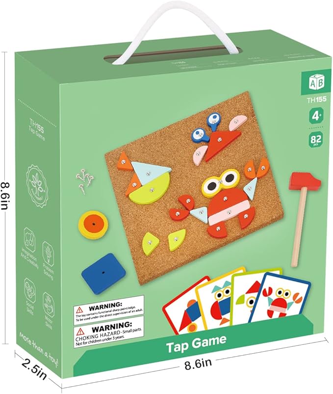 TOOKYLAND Fine Motor Toys, Toy Hammer and Nails Game is Montessori Toys That Exercise Children's Hands-on Skills and Develop Their Imagination for Kids