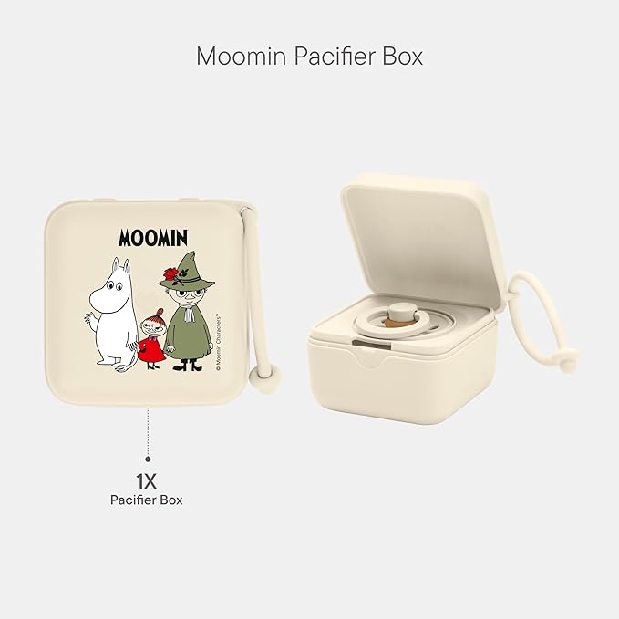 BIBS x Moomins Pacifier Box with Strap. Paci Holder and Steriliser case. 100% BPA Free Food-Grade Material - Ivory