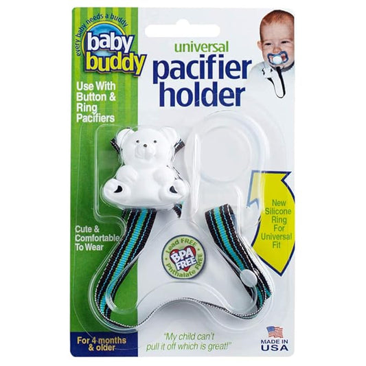 Baby Buddy Pacifier Clip Holder, Newborn Essential with Universal Fit for All Binky and Teether Brands, Ages 4+ Months, Multicolor, 1 Pack