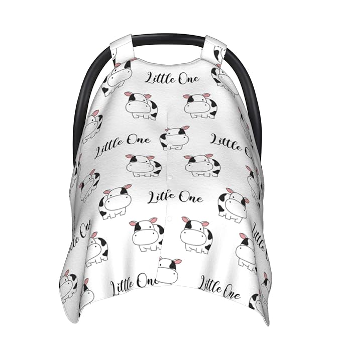 Personalized Cute Cow Baby Infant Car Seats Canopy for Babies with Name, Custom Lightweight Covers for Baby Boys Girls, Minky Nursing Breastfeeding Stroller Cover Canopies for Newborn