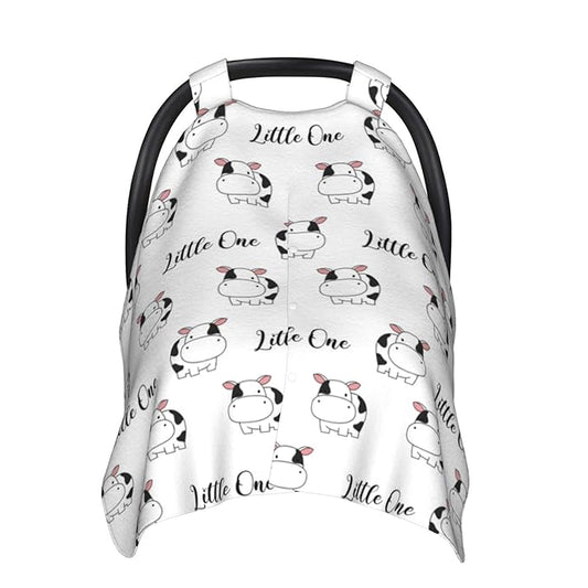 Personalized Cute Cow Baby Infant Car Seats Canopy for Babies with Name, Custom Lightweight Covers for Baby Boys Girls, Minky Nursing Breastfeeding Stroller Cover Canopies for Newborn