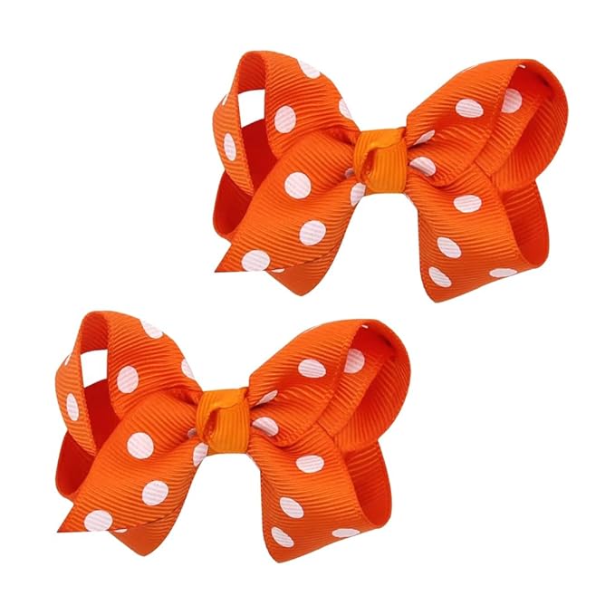 Grosgrain Ribbon Polka Dot Hair Bow Baby Girls Polka Dot Hair Clips Infant Toddler (orange)