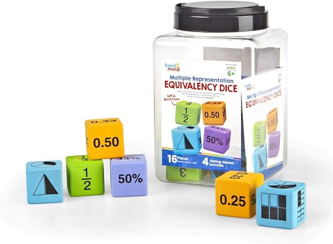 hand2mind Multiple Representation Equivalency Dice Set, Fraction Equivalency, Foam Cubes for Classroom, Decimal Manipulatives, Educational Toys for Elementary Kids, Math Teacher Supplies