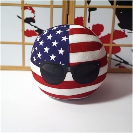 7.9in Poland Ball,Countryballs,USA, Canada, United Kingdom, France, Country Ball,Decorations, Anime Cosplay, Plush Toys (Color : America2, Size : 20cm)
