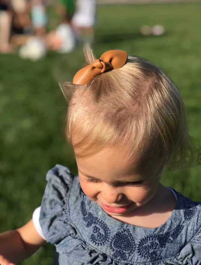 California Tot Girls' Strong and Safe Fully Lined Alligator Bow Hair Bow Clips (Hannah Set)