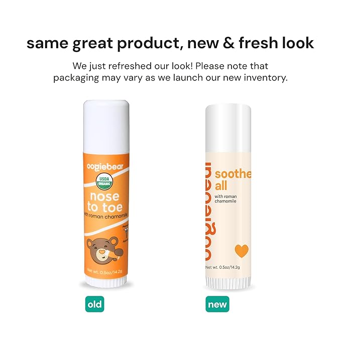 oogiebear Nose to Toe Baby Body Balm, USDA Organic Gentle Moisturizer with Olive Oil & Coconut Oil, for Babies 3 Months & Older, 0.5 Oz Balm