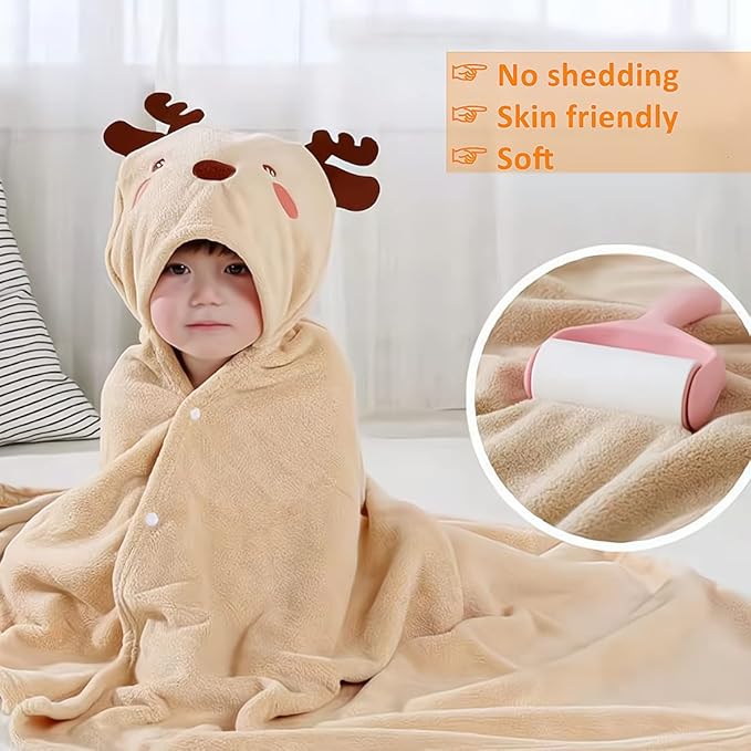Baby Hooded Towel, Brown Elk, Animal Print, Unisex, 1-8 Years, 27" x 56"