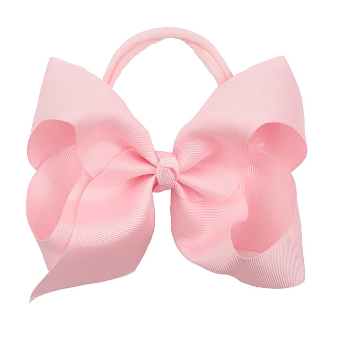 2Pcs 6 Inches Ribbon Baby Girls Headbands Infant Elastic Hairbands Large Cheer Bow Hair Band Accessories for Child Toddlers Girls (Pink)
