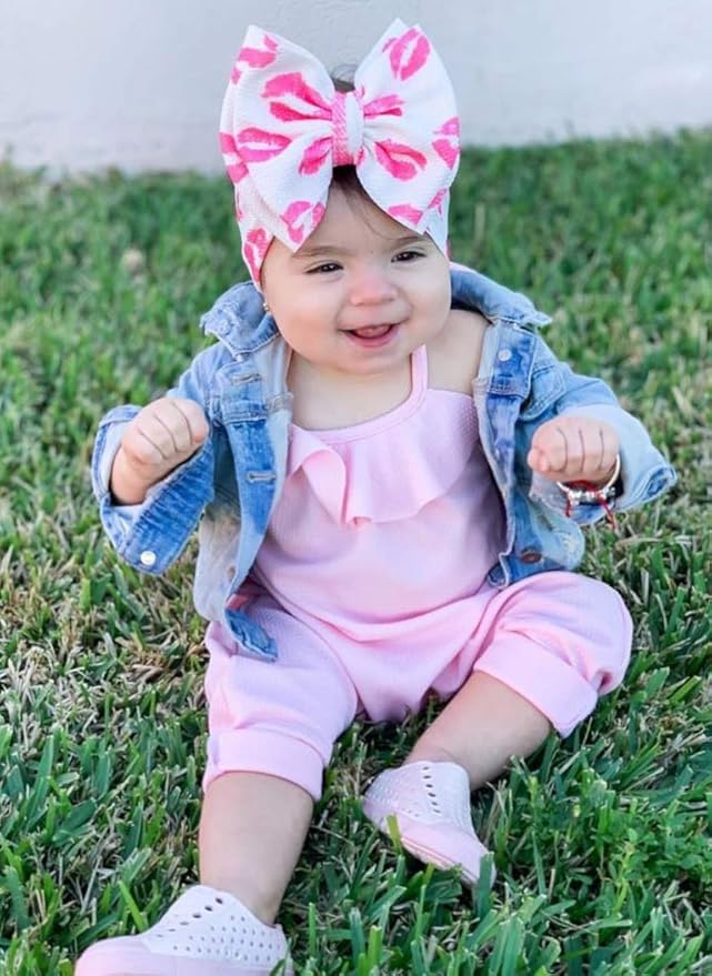 KIDOCHEESE Oversized Headbands with Large Hair Bows, Elastic Nylon Hairbands and Head Wraps for Baby Girls, Newborns, Infants, and Toddlers