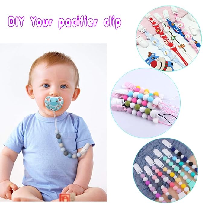 60 Pcs Pacifier Clip Holder Plastic Baby Binky Clips for DIY Dummy Teether -Keep Pacifiers and Mittens Secure with Paci Clip Mix 15 Colors