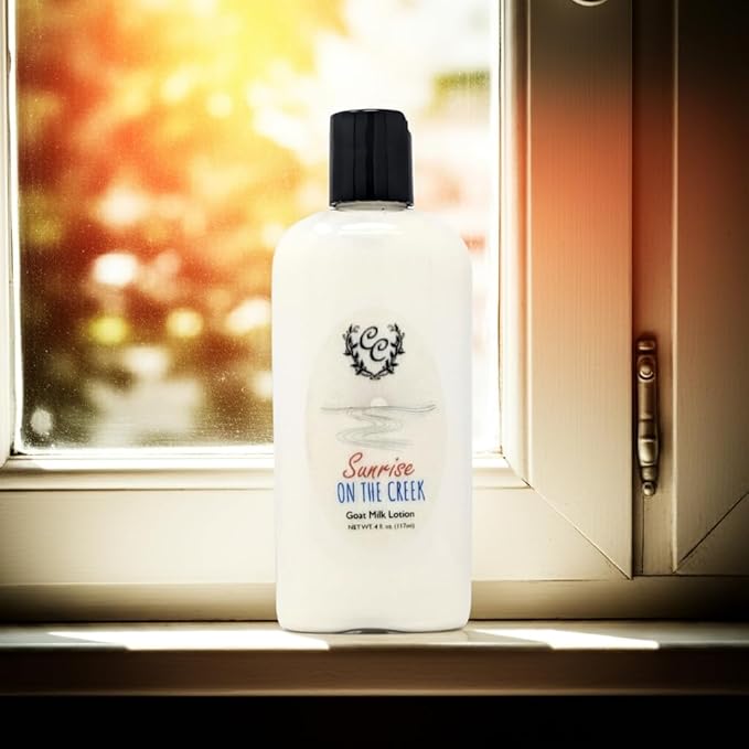 Curley's Creek Goat Milk Lotion | Handmade Natural Skincare | 4 ounce & 8 ounce 4 ounce, Sunrise on the Creek (Clean)