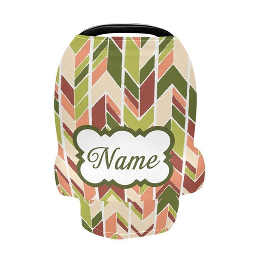 Personalized Name Car Seat Covers for Babies, Customized Baby Carseat Cover, Infant Carrier Cover Stroller Canopy, Nursing Cover Breastfeeding Scarf for Newborn Boys Girls, Geometric Pattern