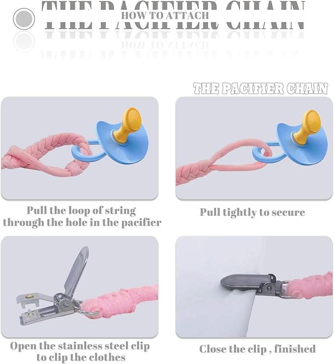 Braided Pacifier Clip for Boys & Baby Girl, Binky Clips Pacifier Holder 100% Handmade Teething Straps Unisex Design