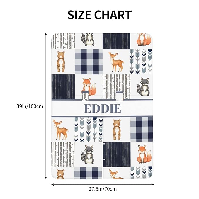 Personalized Baby Car Seat Canopy for Babies, Custom Name Car Seat Covers for Girls and Boys, Opening Minky Nursing Breastfeeding Cover for Infant, Carseat Canopies for Newborn (Woodland Animals)