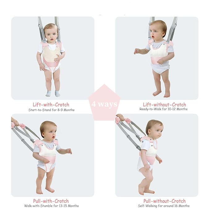 KIYUMI Baby Walking Harness Adjustable Handheld Kids Walker Helper Assistant Belt for Learning Walk Trainer Tool Walking Wing, 3D Mesh Blue