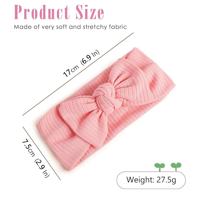 Ulico 2 Pack Personalized Embroidered Headbands with Bow for Custom Named Baby Girls and Newborns