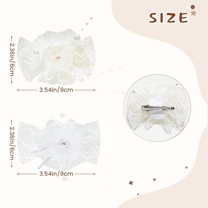 Baby Girls Floral Hair Bows Clips, 2Pcs Glitter Gold Flower Hair Barrettes Alligator Clips, Hair Accessories for Toddlers Kids Teens