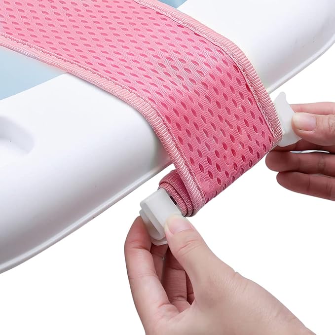 Baby Bath Seat Support Net Infant Bathing Support Mat Newborn Bath Tub Seat Cushion Pad with Five Safety Corner Adjustable Mesh Bathtub Sling Non Slip Shower Pad for 0-18 Months (No Bathtub)