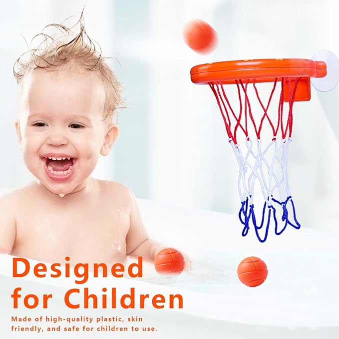 OBTANIM Bathtub Fun Basketball Hoop Balls Set Bathroom Shooting Game Toy for Toddler Kids Children Baby Bath Tub