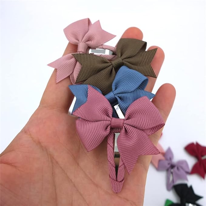 Boutique Baby Hair Clips - Toddler Tiny Hair Bow Snap Clips for Infant Girls Kids (Pinwheel, 24 Colors)