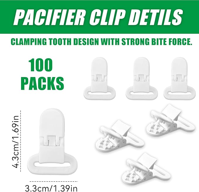 100Pcs Clips Holders Suspender Mitten Binky Clip for DIY Teething Blankets Bib Holder Suit for 20-25 mm Ribbon