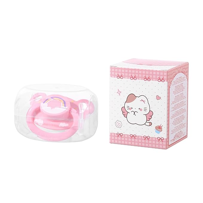 Landofgenie Adult Sized Pacifier Large Handle Large Shield Cute Print Paci Pink