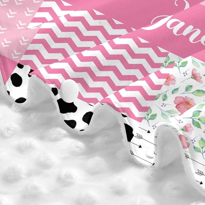 Personalized Floral Cow Baby Car Seat Canopy for Babies with Name, Custom Pink Baby Car Seat Covers for Girls, Opening Minky Nursing Breastfeeding Cover Infant Carseat Canopies for Newborn