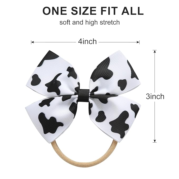 Fancheer Baby Girls Cow Print Cowgirl Bow Headband Infant Toddler Birthday Party Hair Accessories