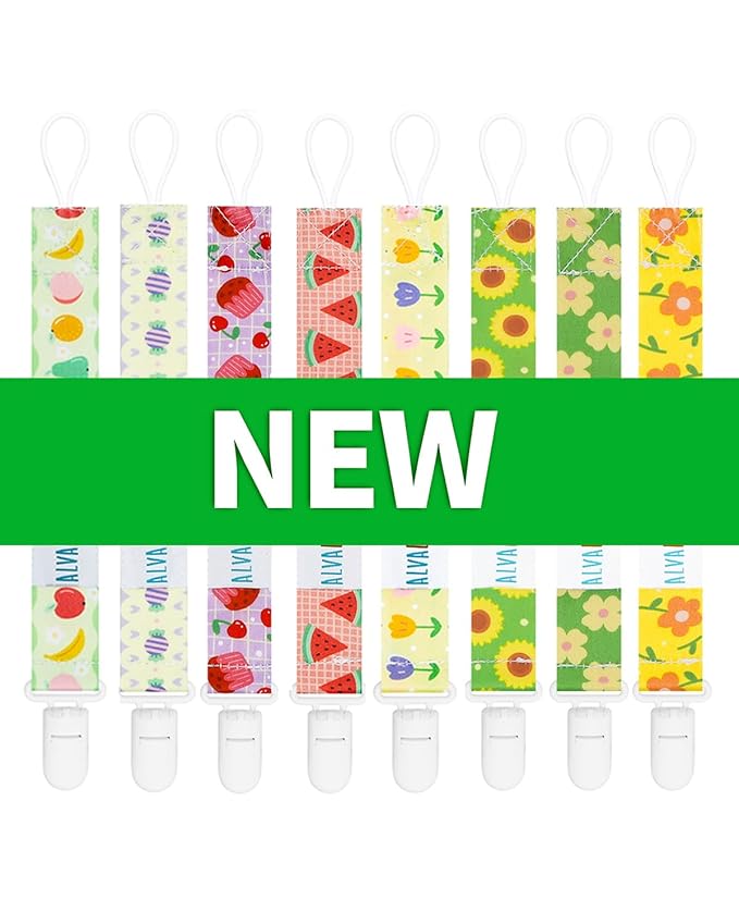 ALVABABY Pacifier Clips 8 Pack Pacifier Binky Paci Holder Leashes for Teethers 8DBP07A