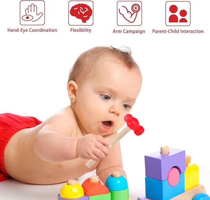 3pcs Wooden Mallet Toy Hammer Simulation Wooden Hammers Small Plastic Toddler Fake Hammer Portable Maintenance Kids Tools Toys Pretend for Boys Girls