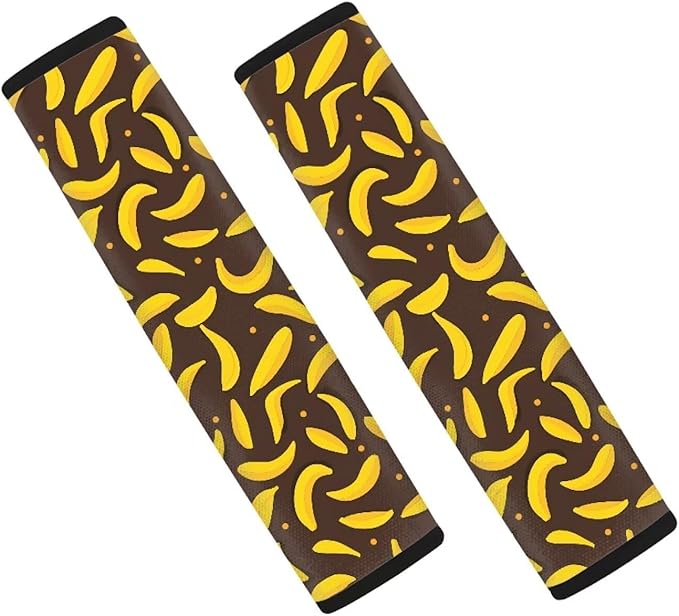 2 Pcs Car Seat Belt Pads Universal Seatbelt Protector Strap Soft Comfort Seat Belt Shoulder Strap for Adults Yellow Banana Pattern