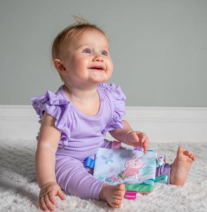 Taggies Crinkle Me Toy with Baby Paper & Squeaker with Sensory Tags, 6.5 x 6.5-inches, Camilla Caterpillar