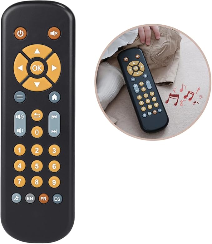 Nueplay Realistic Learning Controller with Light & Music – Interactive Educational Toy for Toddlers, Trilingual English/Spanish/French Number Learning & Pretend Remote Play for Kids Ages 1-3,Black