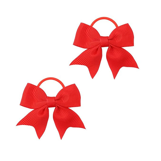 A set of two Cute Bow-shaped Elastic Hair Clips for Children. (red)
