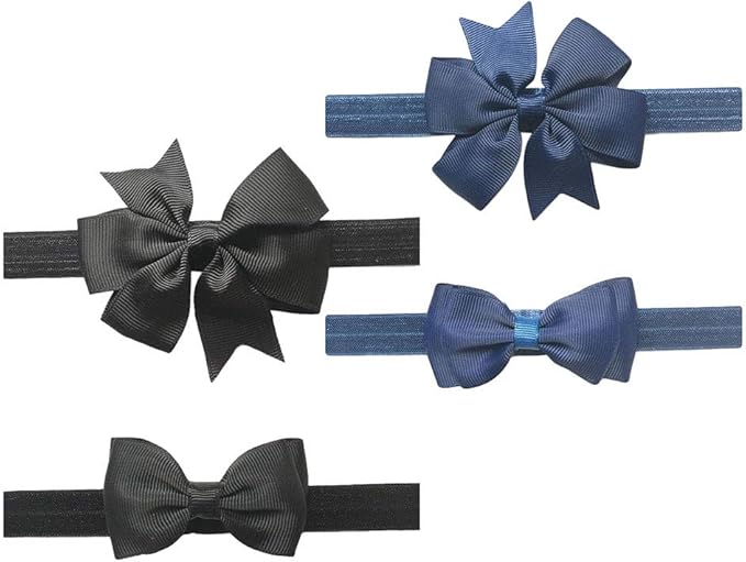 2pc/Set Baby Girls Grosgrain Ribbon Hairband Set Ribbon Bows Hair Tie Headband JB10
