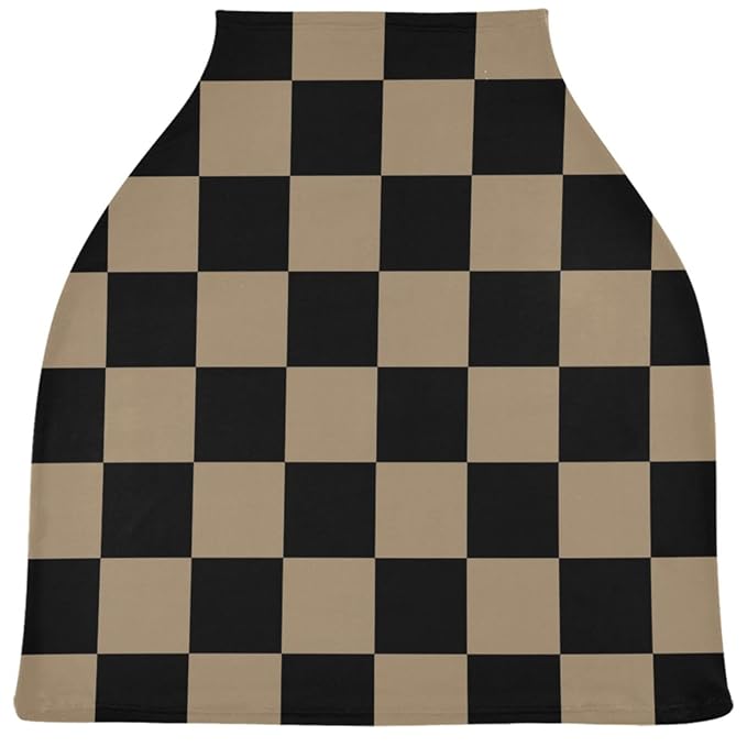 Retro Black Checkered Baby Car Seat Covers Geometric Square Plaid Carseat Canopy Soft Infant Stroller Cover Nursing Breastfeeding Covers for Girls Boys Newborn Fit Summer Spring Autumn