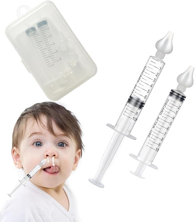 Silicone Baby Nasal Aspirator,Syringe Nasal Irrigator,10ml Nasal Irrigator Portable Infant Nose Cleaner Nose Aspirator with Cleanable (Transparent with Storage Box ﻿)